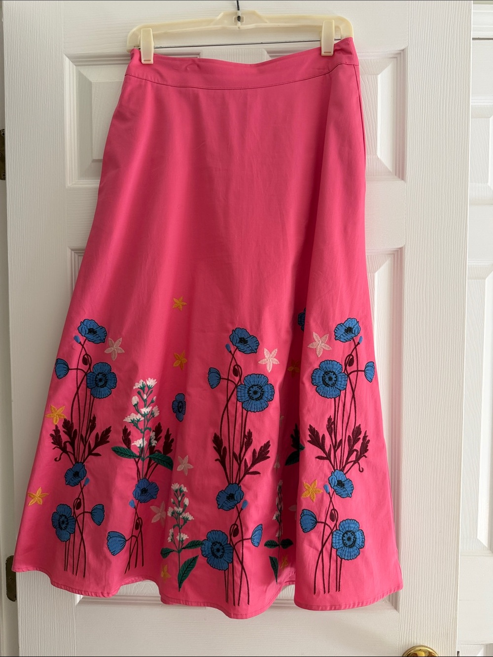 Boden Embroidered Pink Floral A-Line Skirt